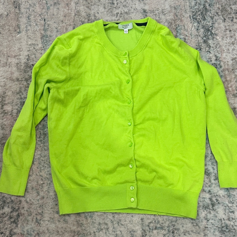 Crown & Ivy Bright Green Kids Cardigan